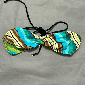 Roxy. Size M. Strapless Green Multicolored Bikini Top.